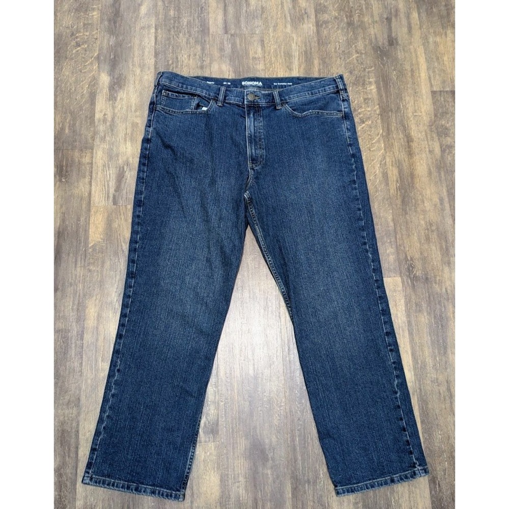 Sonoma‎ Goods For Life Mens Regular Fit Straight Leg Dark Wash Jeans 40x30 Blue